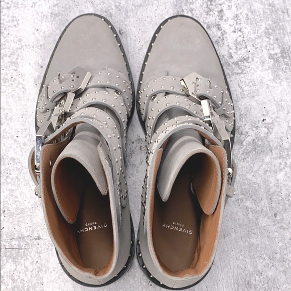 Givenchy Gray Elegant Studded Suede Ankle Boots 37 - Picture 10 of 14